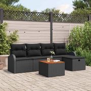Set Divano da Giardino con cuscino 6 pcs Nero Poly Rattan 3360838