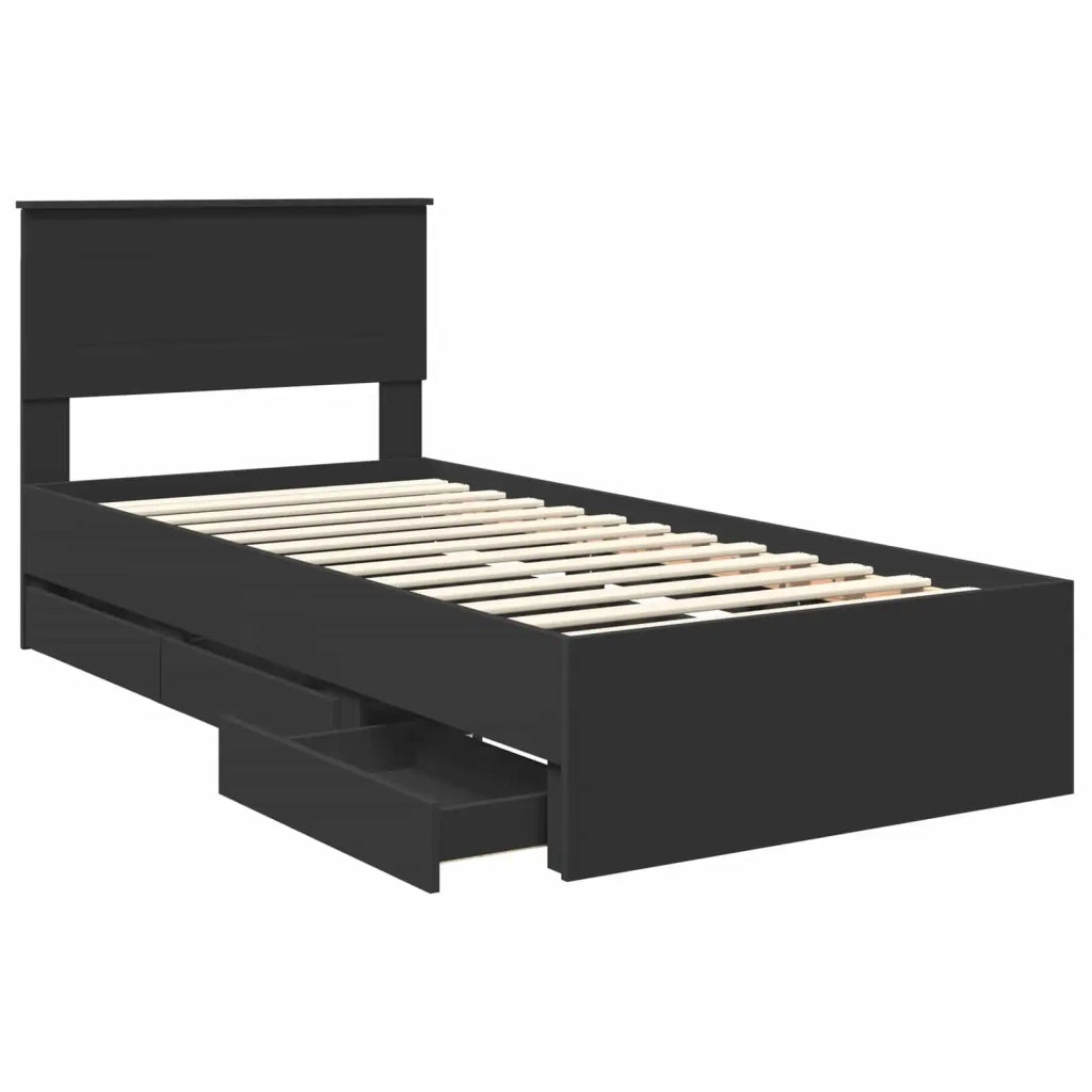 Struttura del letto Nero 75 x 190 cm Legno Ingegnerizzato
