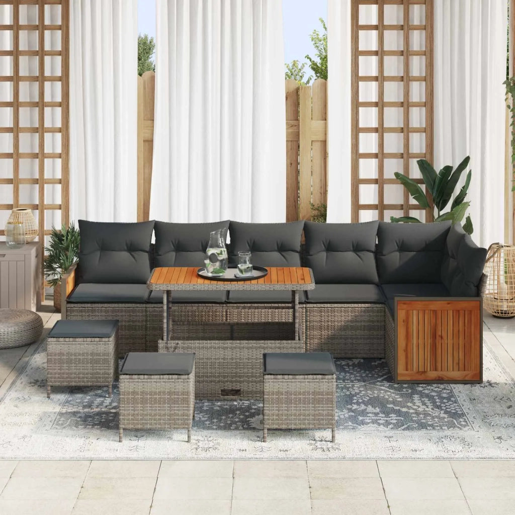 Set Divano da Giardino con cuscino 10 pcs Grigio 3363203