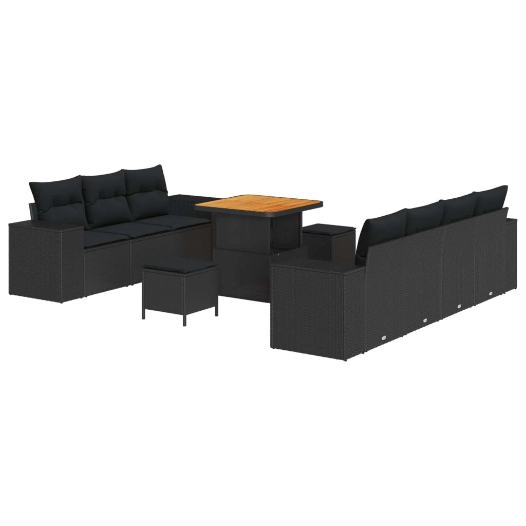 Set Divano da Giardino 10 pcs Nero polyrattan 3361964