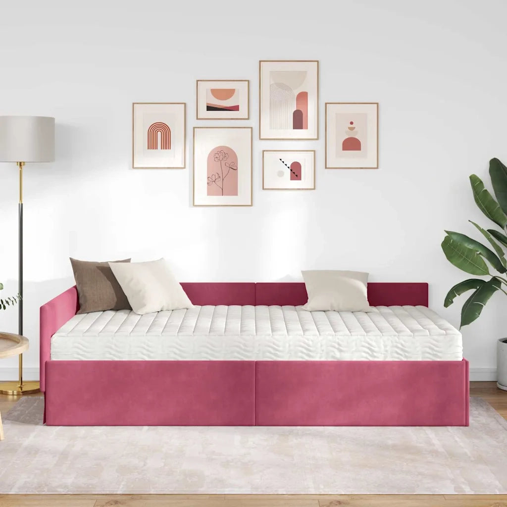 Struttura Letto Angolare con Materasso 2 pcs Verde Velluto