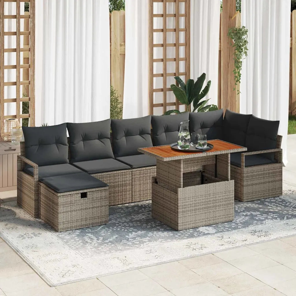 Set Divano da Giardino 8 pcs Grigio polyrattan 3361335
