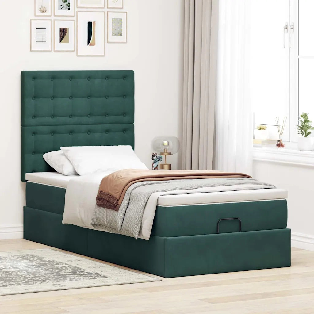 Struttura Letto Pouf con Materassi 80x200 cm Velluto 3313580