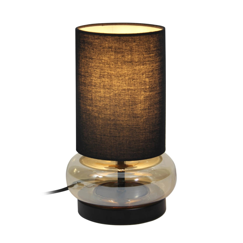 Lampada da tavolo Epiro nero ambra tessuto E27 Italux