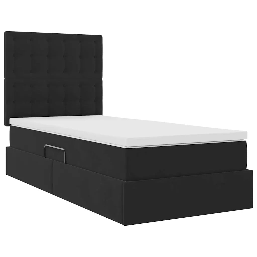 Letto con contenitore e LED con led Nero 90 x 200 cm Velluto