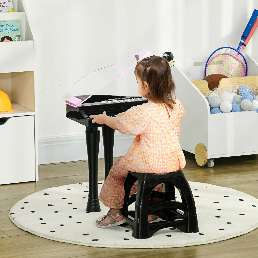 Piano per Bambini 32 Tasti con Microfono e Luci ¨C Minimal ¨C 37x30,5x60,4 cm Nero