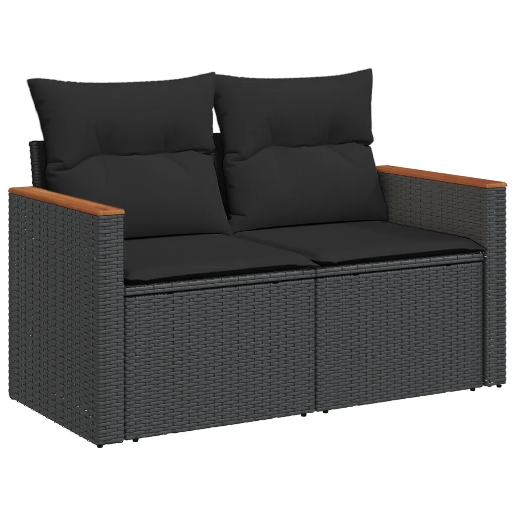 Set Divani da Giardino con Cuscini 8 pz Nero in Polyrattan 3226244