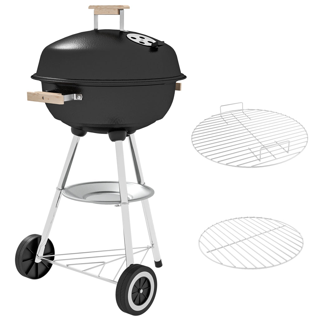 Barbecue a Carbonella ¨C Xylo ¨C Griglia Acciaio con Coperchio e Ruote, Nero