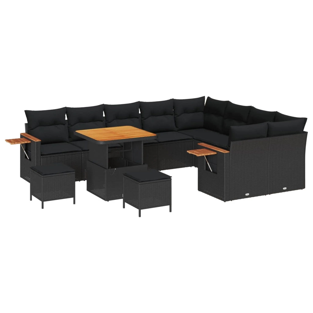 Set Divano da Giardino con cuscino 12 pcs Nero 3363209