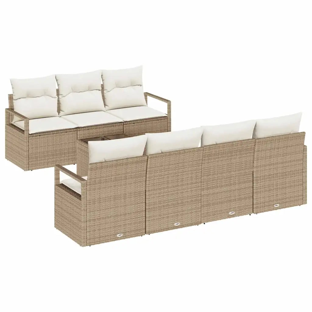 Set di divani 8 pcs Beige e Crema polyrattan