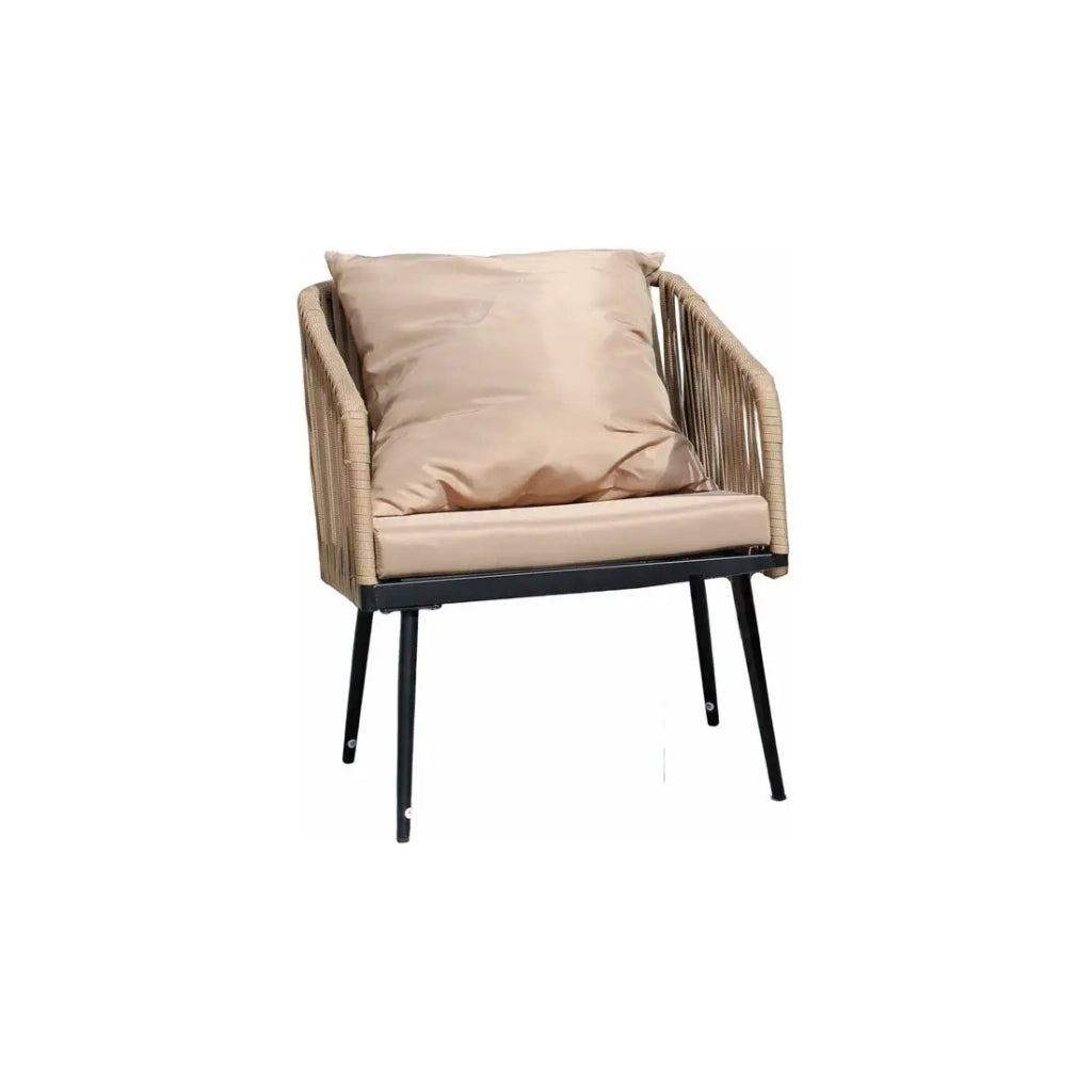 Set da giardino 4 posti STRAPA beige con corda intrecciata e tavolino basso