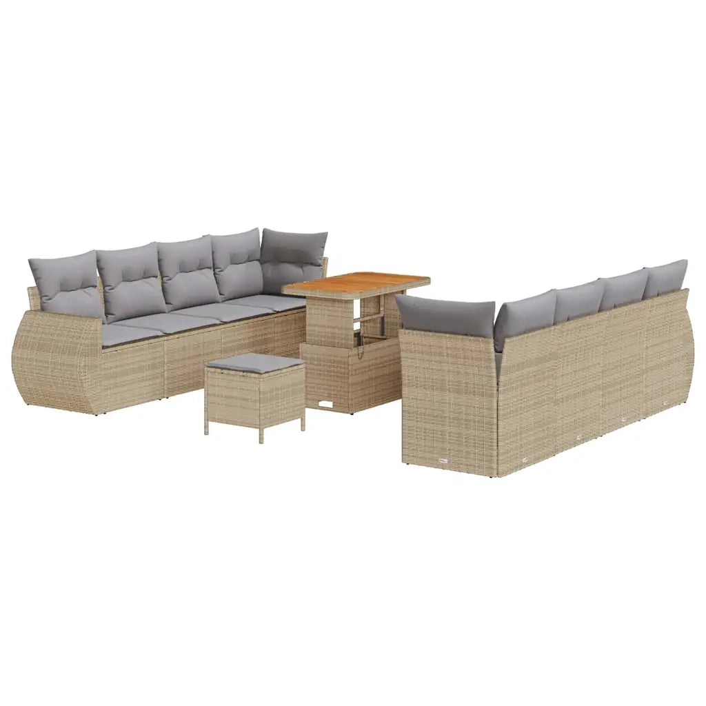 Set Divano da Giardino 11 pcs Beige Poly Rattan 3363802