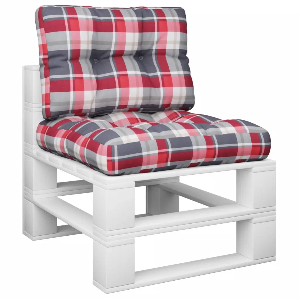 Cuscini per Pallet 2 pz Rossi a Quadri in Tessuto 360658
