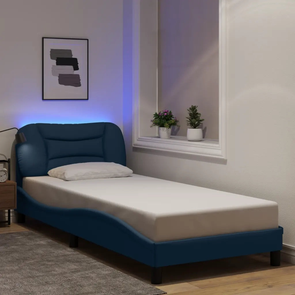 Giroletto con LED senza Materasso Hvar Blu 90x190 cm in Tessuto 3213675