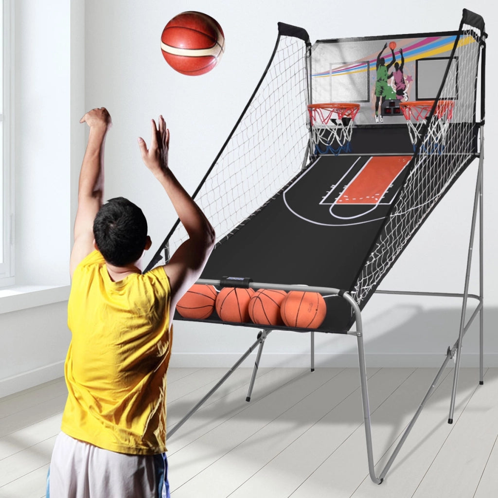 Macchina da pallacanestro elettronico, Canestro da Basket gioco pieghevole 202x107x205cm Grigio-Giocattoli sportivi