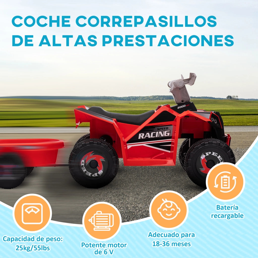 Quad elettrico per bambini con rimorchio ¨C zephmum ¨C 106x41,5x48,5 cm rosso
