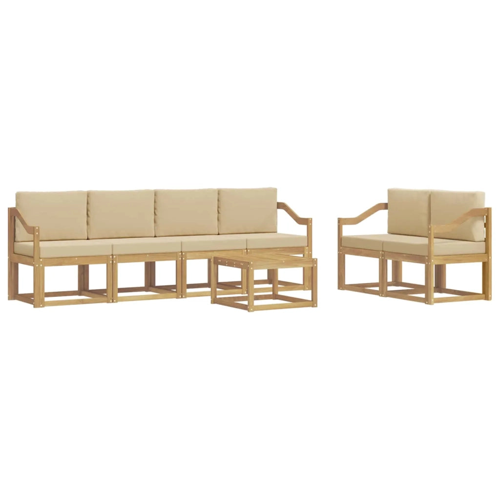 Set di divani da esterno con cuscino 7 pcs Bianco e Beige 3387297