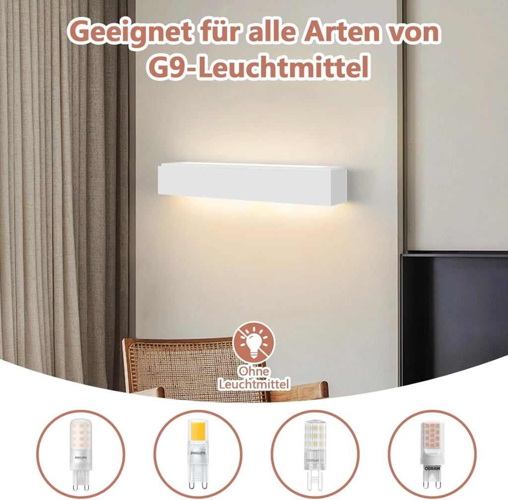 ZMH Applique G9 Lampada in gesso bianco per camera da letto corridoio scale
