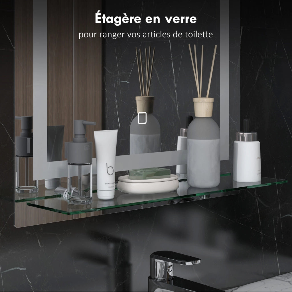 Specchio LED per Bagno con Ripiano Integrato ¨C Zephmum ¨C Bianco 60x30x15