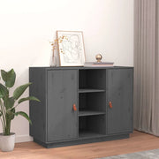 Credenza Grigia 100x40x75 cm in Legno Massello di Pino 820134