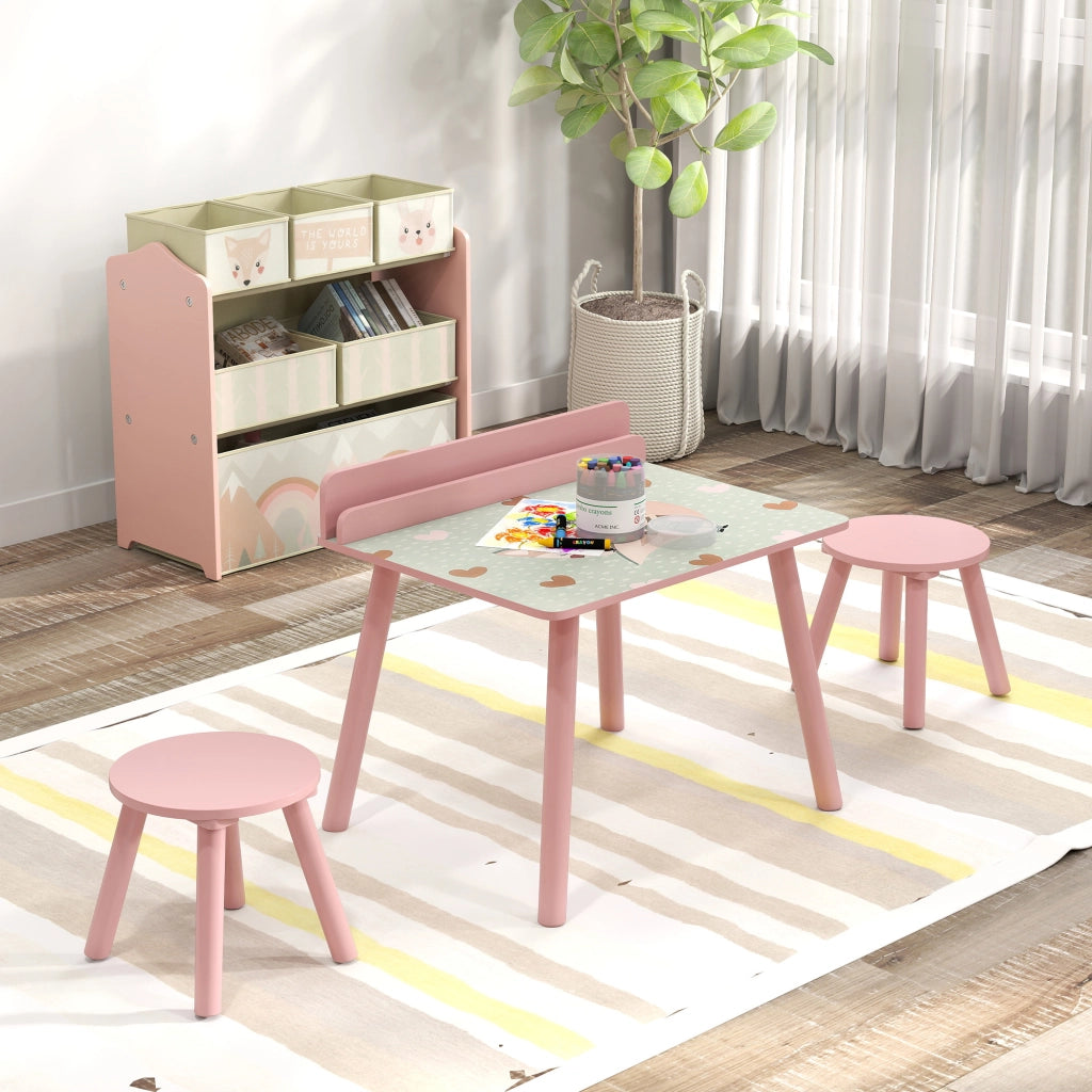 Scrivania Bambini con Sedia e Libreria ¨C Minimal ¨C Rosa 90x60x75
