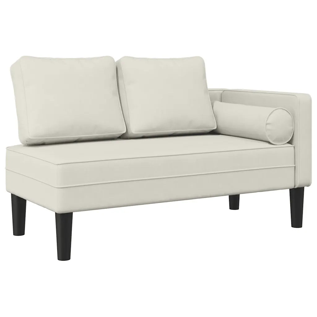 Chaise Longue con Cuscini Crema in Velluto 4007578