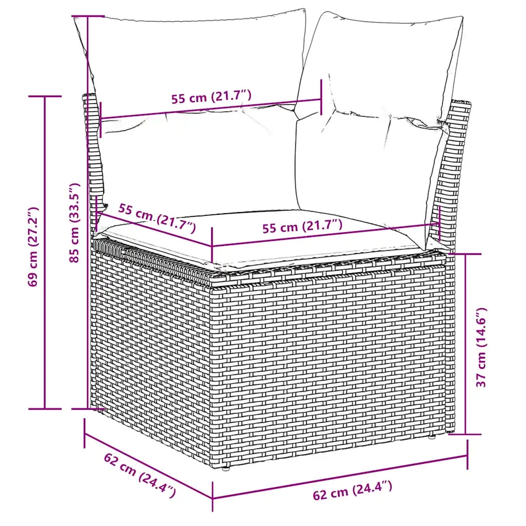 Set Divano da Giardino 6pz con Cuscini Grigio Chiaro Polyrattan 3221431