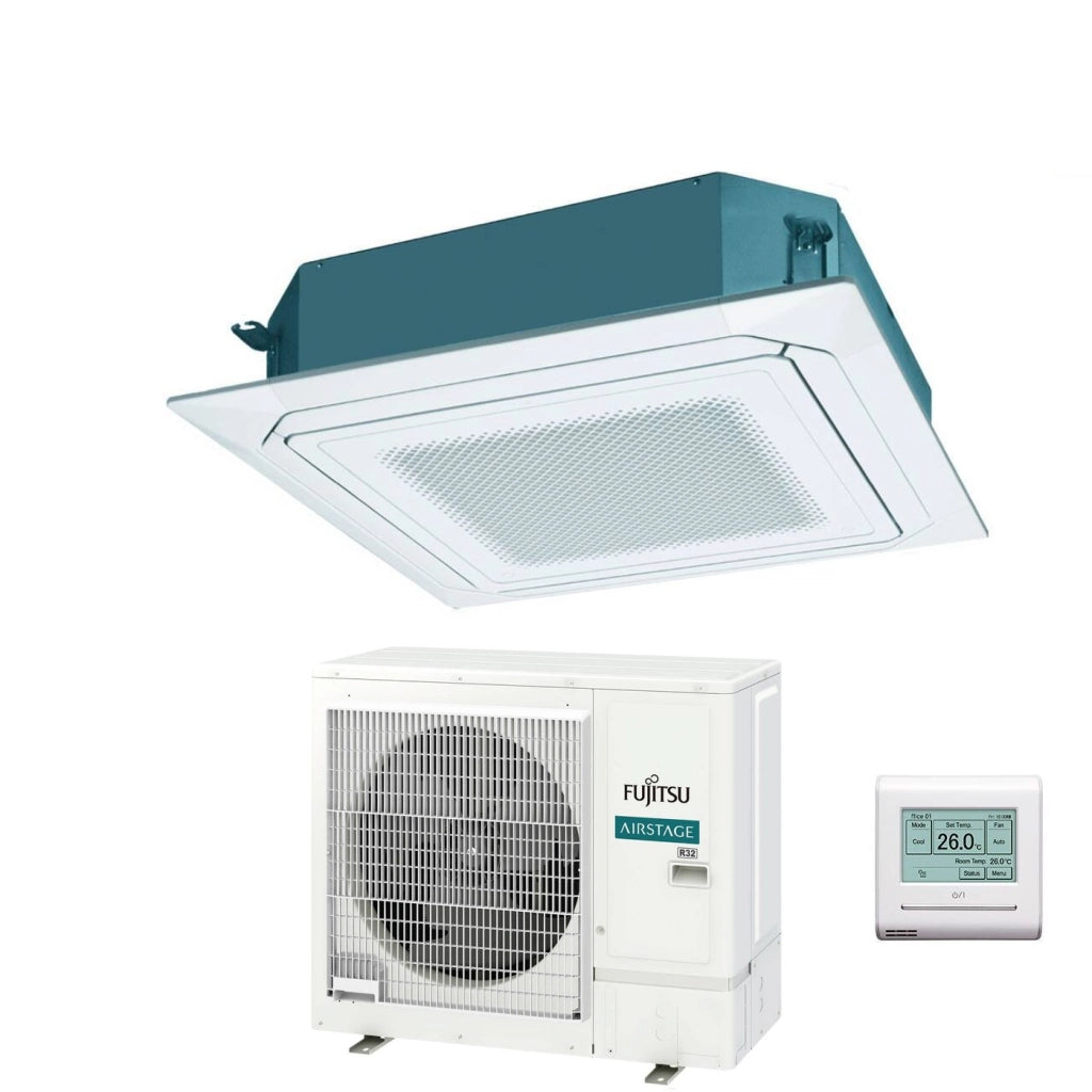 Condizionatore a Cassetta Fujitsu KR Circular Flow White 36000 Btu AUXG36KRLB Monofase R-32 Wi-Fi Optional con Griglia e Filocomando