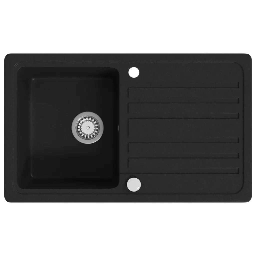Lavandino Cucina-Lavabo-Lavello Granito Singolo Scolapiatti Reversibile Nero