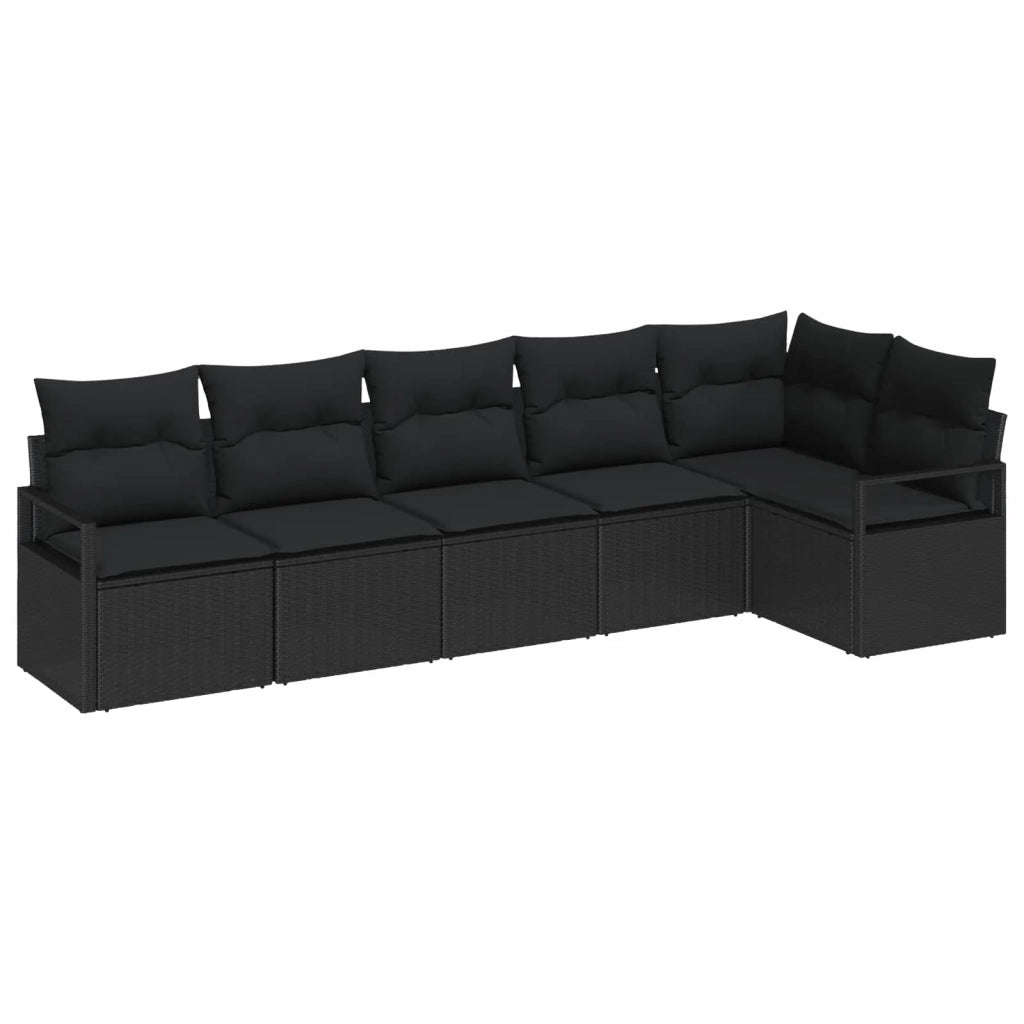 Set di divani 6 pcs Nero polyrattan