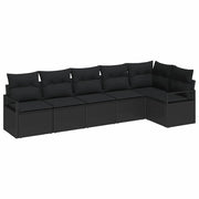 Set di divani 6 pcs Nero polyrattan