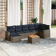 Set Divani da Giardino 8 pz con Cuscini Grigio in Polyrattan 3256565
