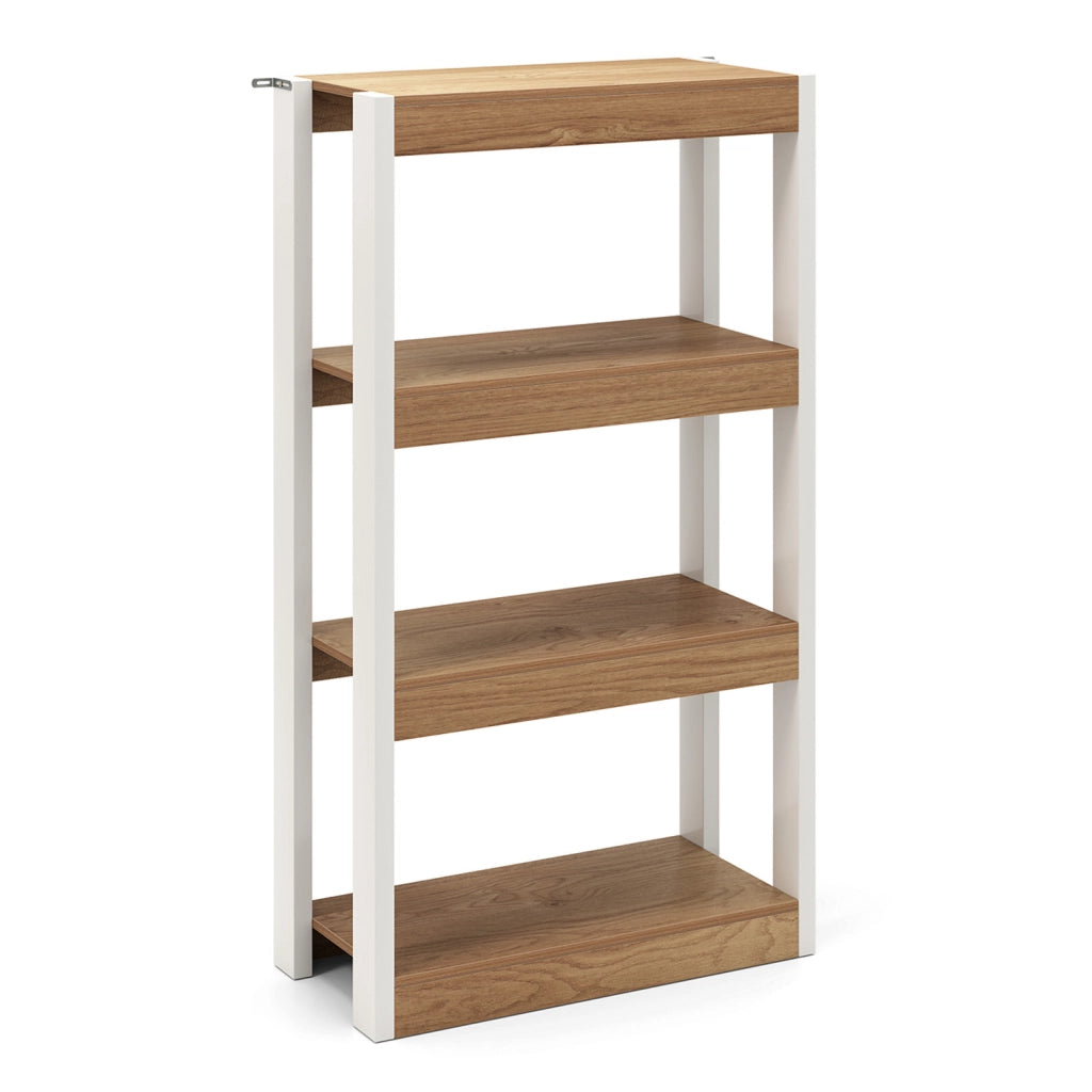 Libreria a 4 ripiani con doppio kit anti-ribaltamento, Scaffale in legno per soggiorno Legno naturale
