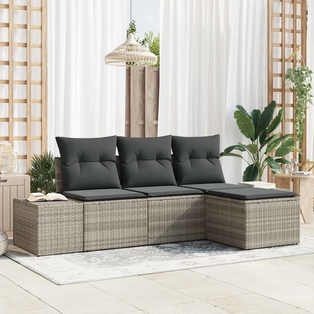 Set Divano da Giardino 4 pcs Grigio chiaro polyrattan 3355681