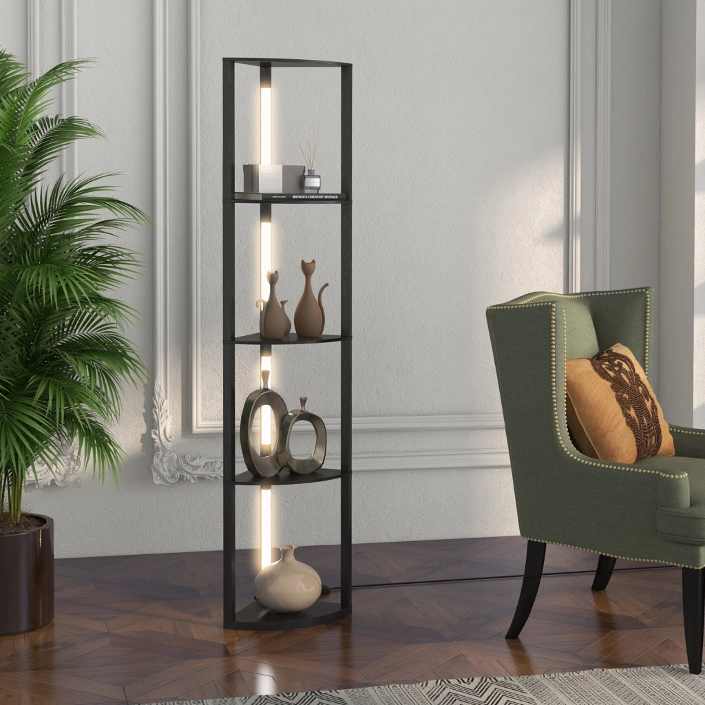 Lampada da Terra ¨C Minimal ¨C Nero, MDF, 41x29.5x163.5 cm