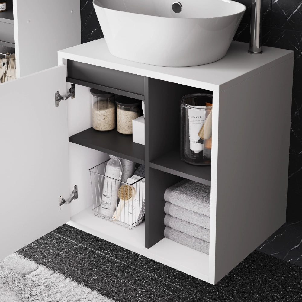 Vicco Set di mobili da bagno Bianco/Grigio 3 parti