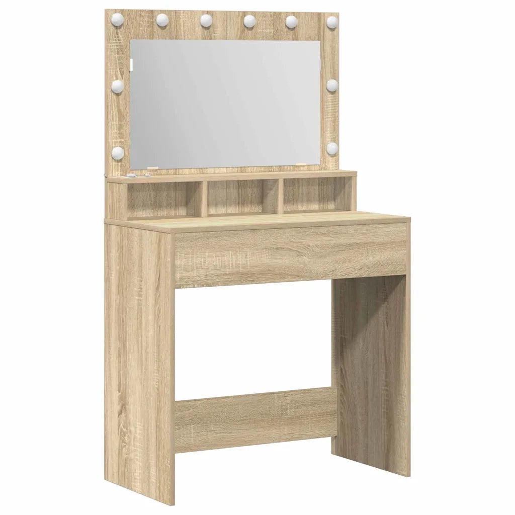 Toeletta | Tavolo da Trucco con specchio Rovere Sonoma 75,5 x 41 x 135 cm