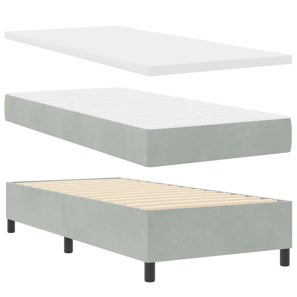 Letto a molle con materasso Grigio chiaro 80 x 200 cm Velluto 3339794