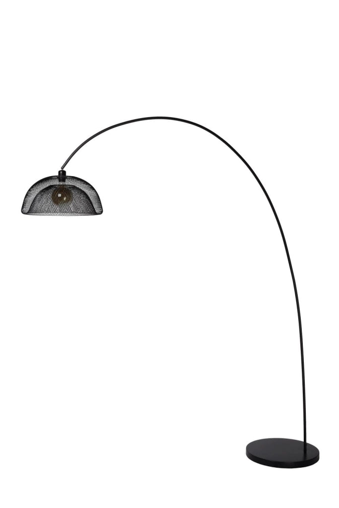 Lampada da terra ad arco Lucide Mesh nera metallo E27 60W