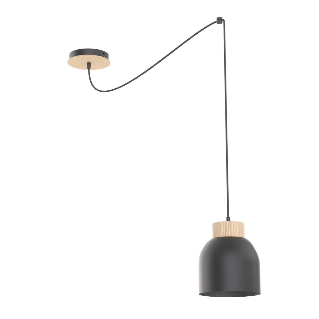 Lampada sospesa KRU nera legno 1xE27 Emibig