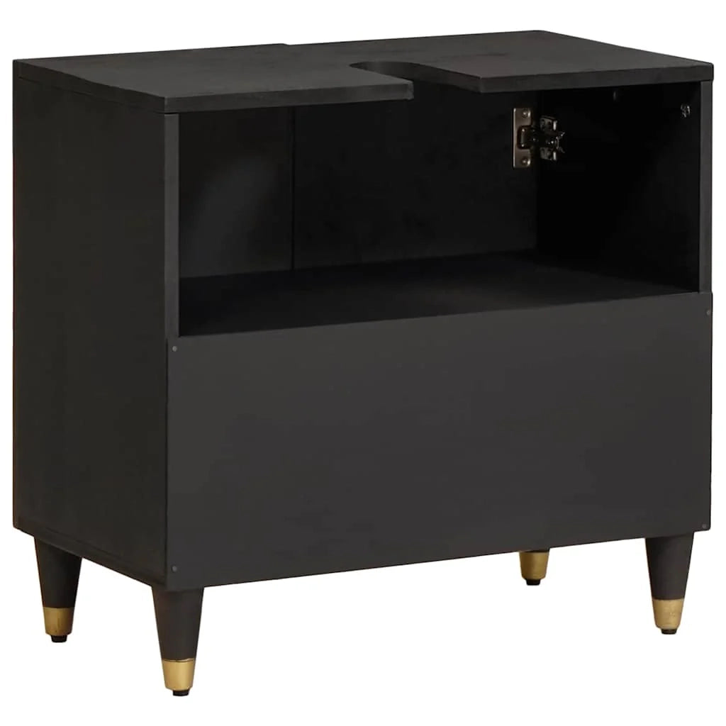 Mobiletto lavabo moderno e compatto 62 x 33 x 58 cm legno di mango nero 02_0057896
