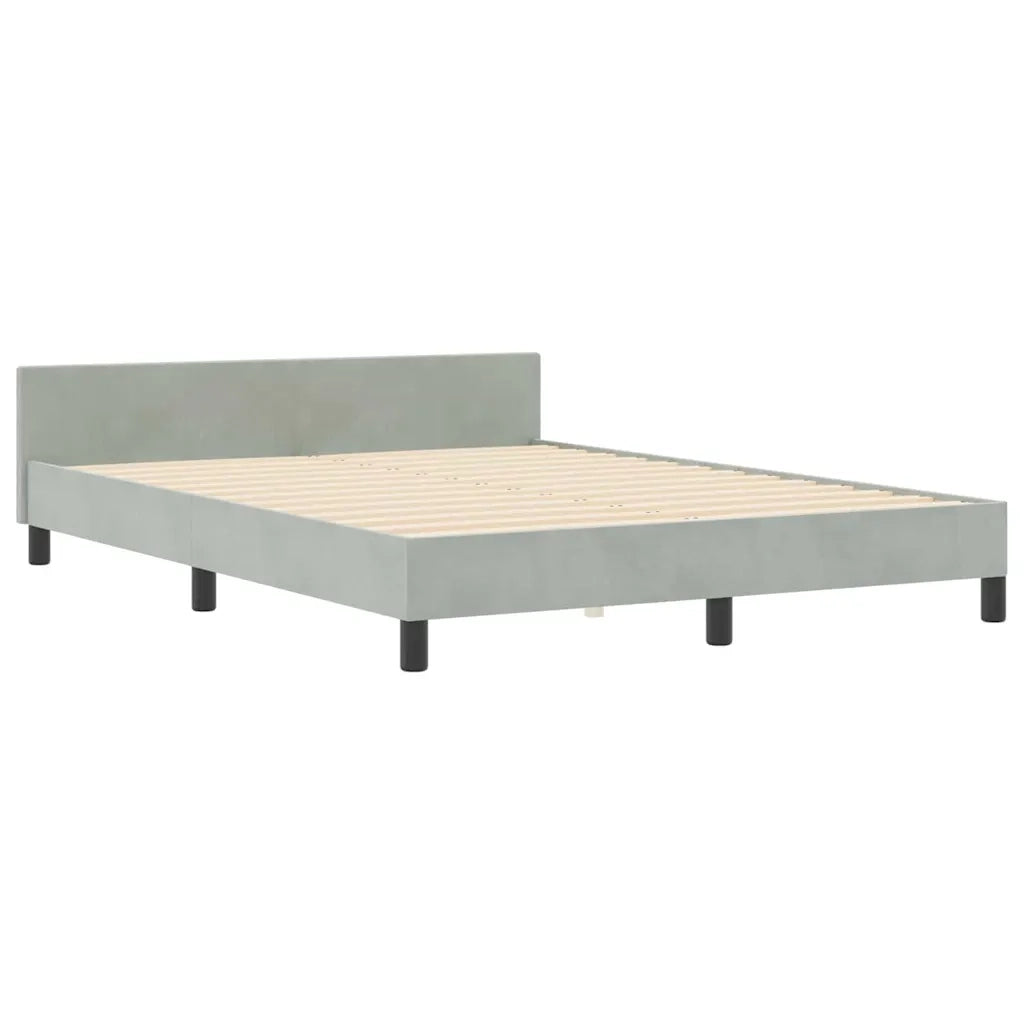 Letto a molle con testiera Grigio chiaro 140 x 190 cm Velluto