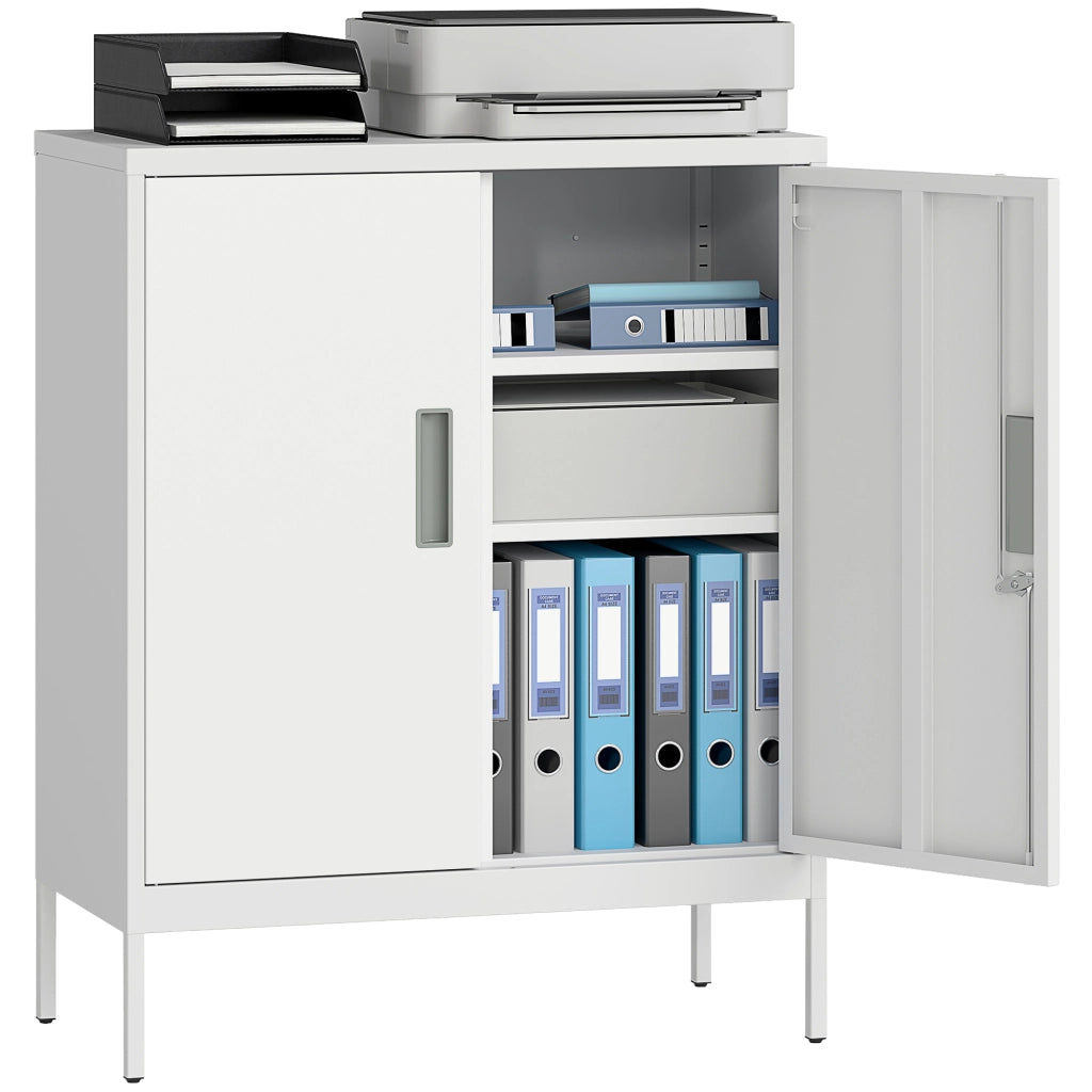 Armadio Mobile Multiuso ¨C Xylo ¨C 2 Ripiani Regolabili Bianco con Serratura 80x40x100 cm
