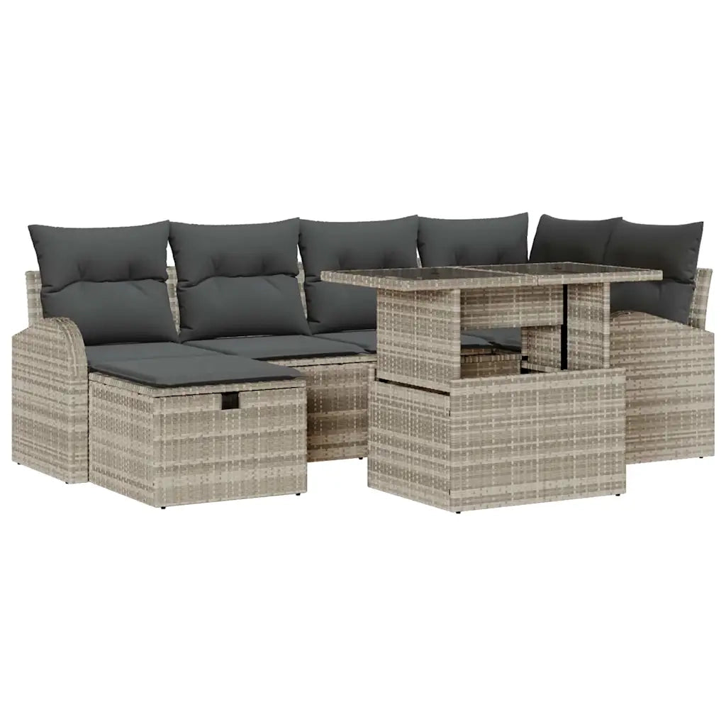 Set Divano da Giardino 7 pcs Grigio chiaro Poly Rattan 3361091