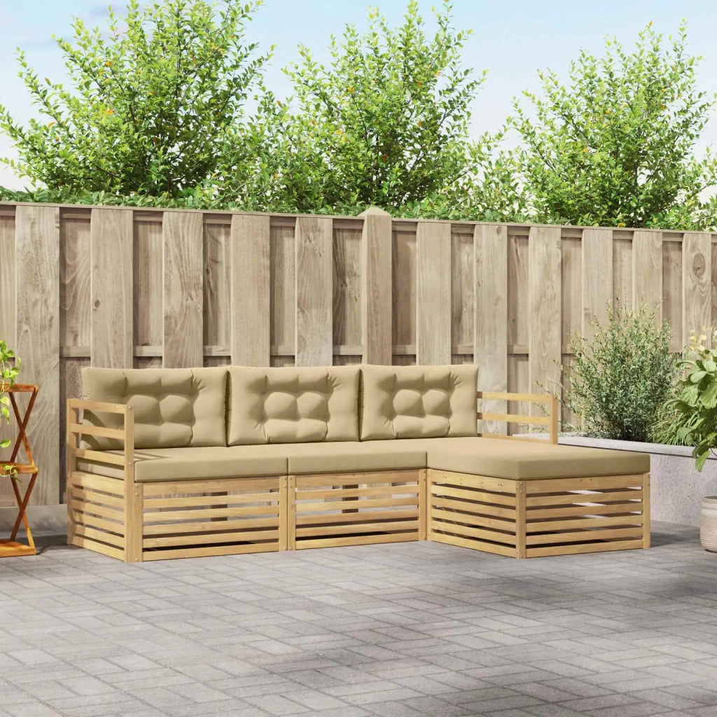 Set di divani da esterno 4 pz Bianco e Beige Poliestere 3390268