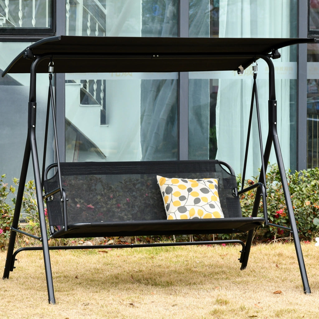 Altalena 2 posti con parasole per giardino ¨C Minimal ¨C 172x110x155 cm nero