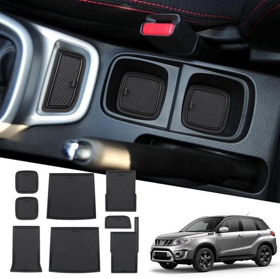 Matte antislip per console centrale, 8 pezzi, per Vitara 2016-2023, 2024, accessori auto, sottopiede in gomma nera