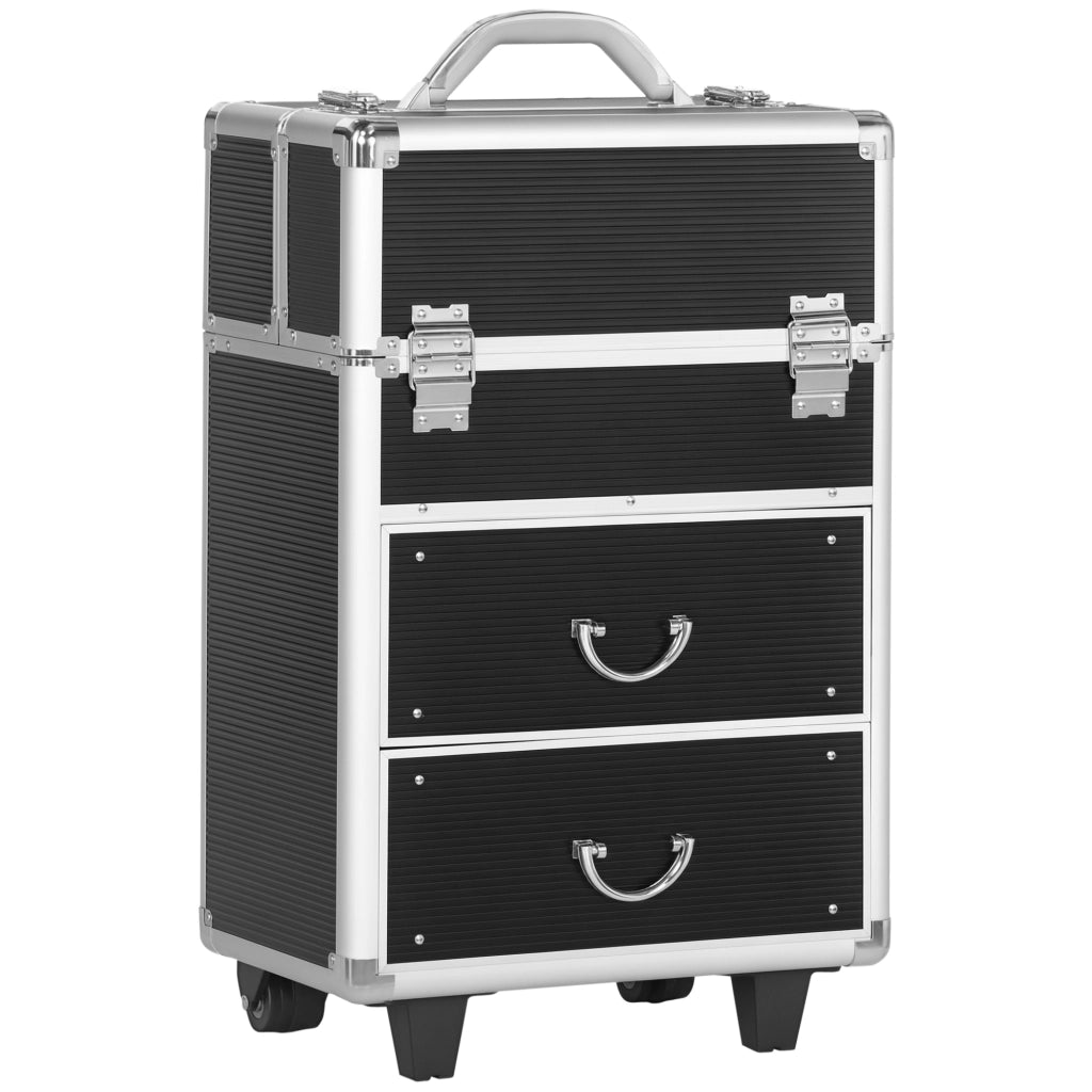 Trolley per trucco con manico telescopico ¨C Xylo ¨C 36x23x58 cm alluminio ABS nero
