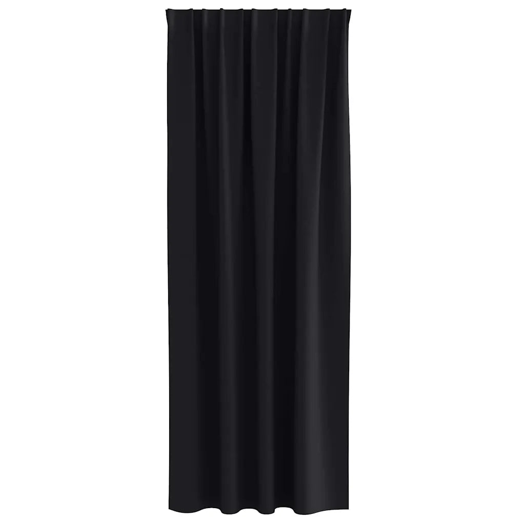Tende Blackout con Anelli 2 pcs Nero 225 x 140 cm Poliestere 4107430