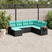 Set Divani da Giardino 7 pz con Cuscini Nero in Polyrattan 3227044